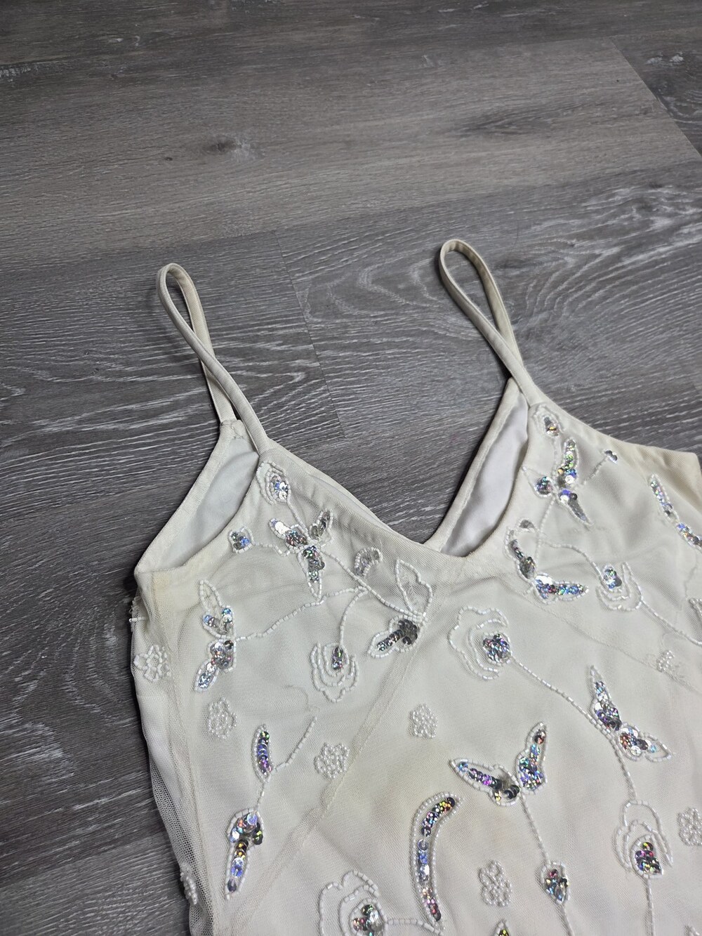 Together White Sequin Beaded Women's Evening Dress Size 6 - Picture 2 of 14